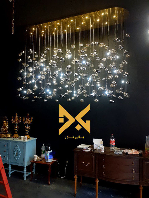 لوستر اویز سقفی طرح حباب پیرکس اینه ای